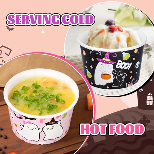 Halloween Ghost Snack Cups Set - 100 Disposable Paper Bowls for Parties & Desserts