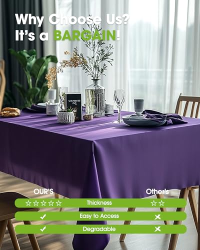 Purple Disposable Plastic Table Cloth 54 x 108 Inches - 6 Pack - Perfect for Events