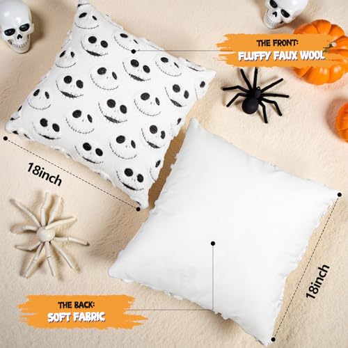 Halloween Pillow Covers 18x18 Inch Set of 2 - White Nightmare Be Christmas Decor