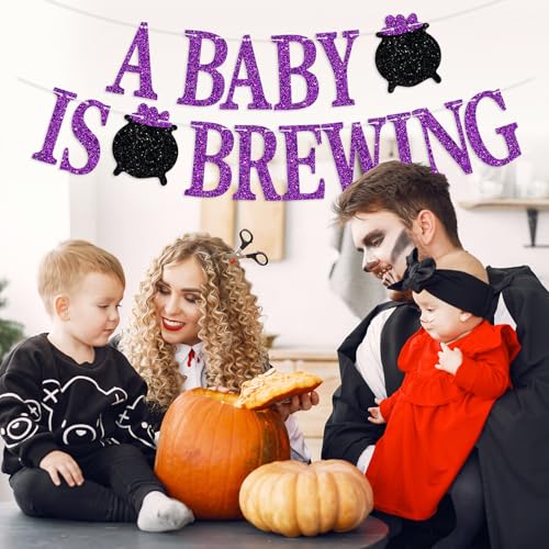 Baby Shower Banner A Baby Is Brewing Halloween Gender Reveal Decorations
