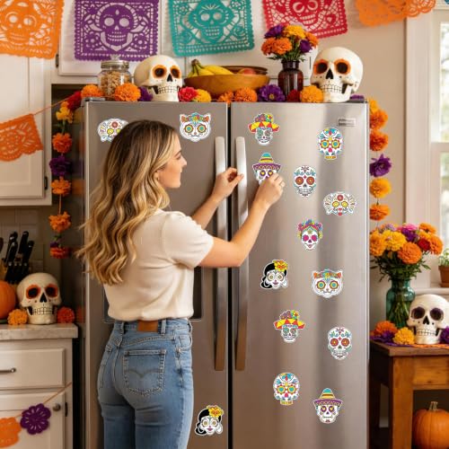 Day of the Dead Sugar Skull Craft Kit with Magnets & Paint Pens - 32 pcs