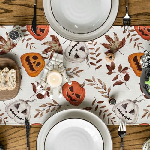 Halloween Table Runner 13x72 Inch Beige Polyester Home Party Decor - Variation of THIS listing