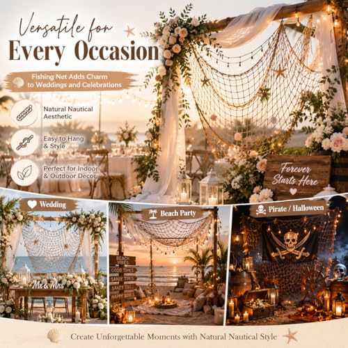 Brown Fish Net Decorations for Party Nautical Under Sea Tropical Table Runner