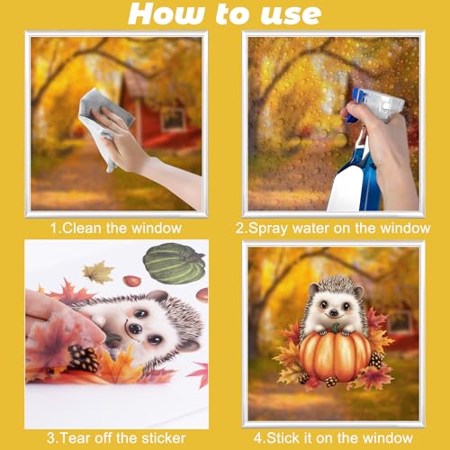 Fall Window Clings Set - Scarecrow & Autumn Decorations, Reusable Static Stickers