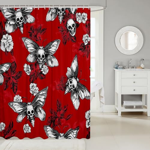 Multi Gothic Skull Shower Curtain Decor Boho Skeleton Bones Halloween Bathroom Set 72x72 Inches - Pack of 1