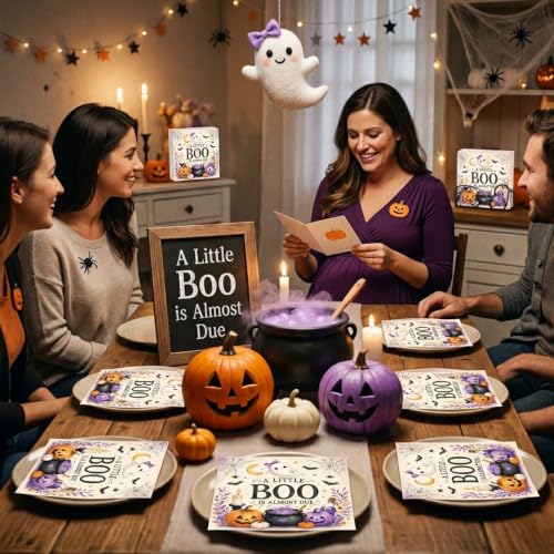 Halloween Baby Shower Napkins - 50 Count Cute Ghost & Pumpkin Design
