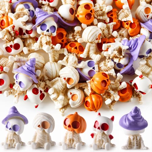 Mini Mummy Witch Demon Pumpkin Skeleton Halloween Figurines Set - 50 Pcs
