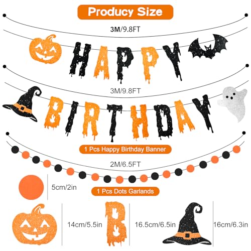 Halloween Birthday Banner Decorations Set - Black & Orange Party Decor