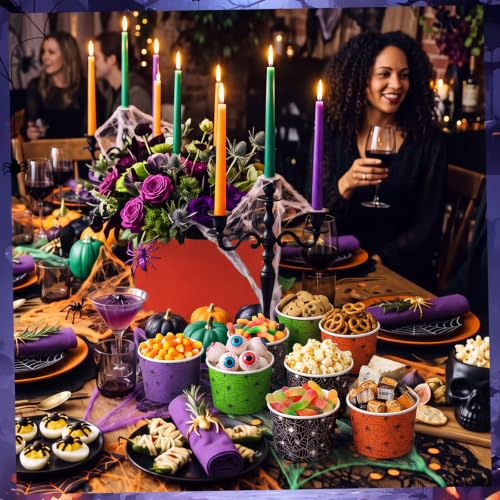 Pickmesh 120 Pack Halloween Spider Web Paper Snack Bowls - 9 oz, Colorful