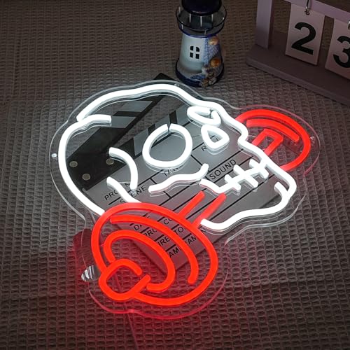 Skull Barbell Neon Sign for Gym Wall Decor Halloween Light - Red & White
