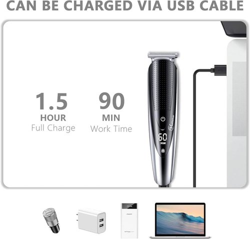 Hatteker Men's Beard Trimmer - 5-in-1 Grooming Kit for Facial, Nose & Ear Hair - Cordless & Waterproof