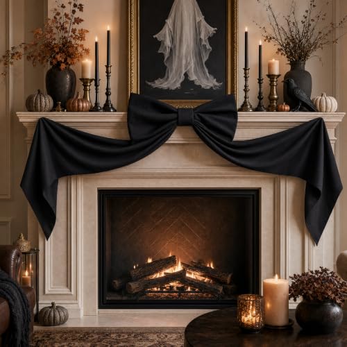 Oversized Black Bow for Halloween Decor - 48 Inch Door Hanging Decoration