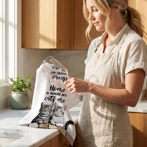 Multi 1482 4 Pcs Cute Cat Kitchen Towels 24x14 Inch Absorbent Hand Towels