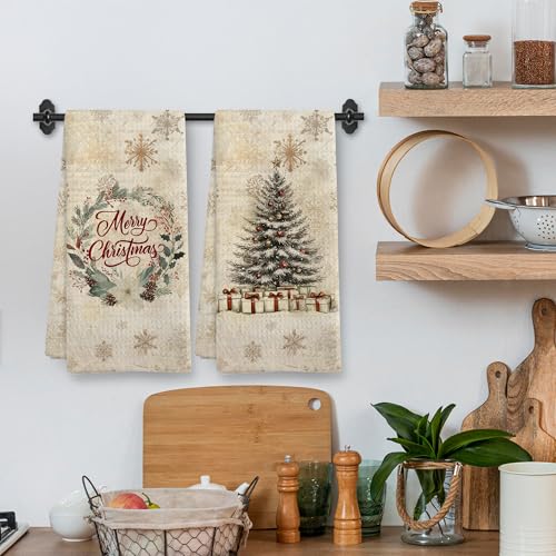 Christmas Tree Wreath Kitchen Towels Set - Tree Variation, 16x24 Inches