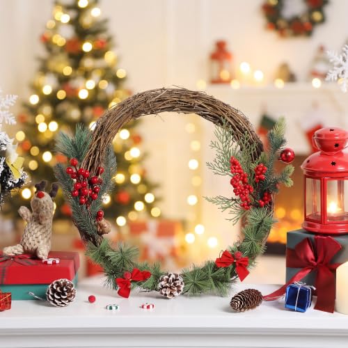 16 Inch Natural Grapevine Wreath for DIY Christmas Holiday & Wedding Decor - Rustic Garland