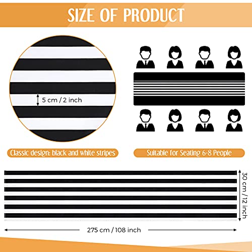 Breling 6 Pack Black and White Striped Table Runner 12 x 108 Inches - Variation of THIS listing