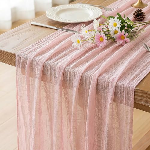 Pink Cheesecloth Table Runner 10ft for Wedding Baby Shower Fall Decor Blush