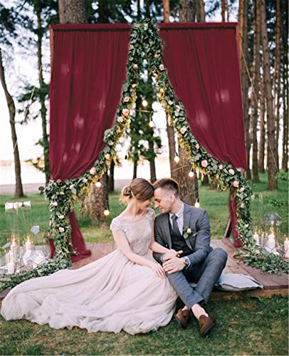 6Pcs Burgundy Polyester Backdrop Curtains 30ft x 8ft for Weddings & Parties - Variation of THIS listing