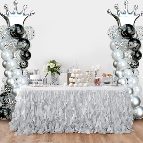 Silver Balloon Arch Stand Set of 4, Adjustable 7ft Metal Balloon Column for Party Decorations