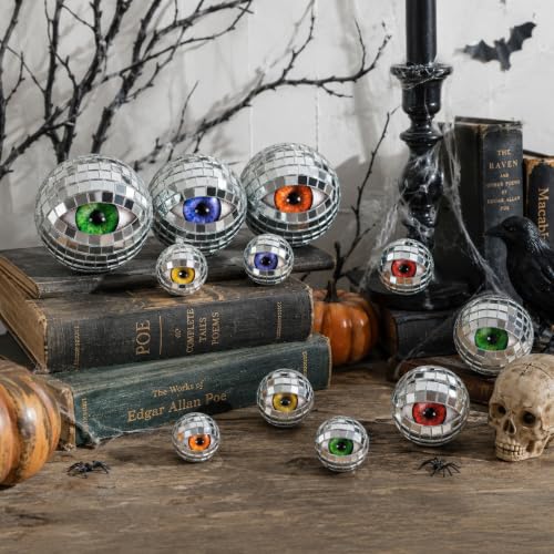 Halloween Disco Eyeballs Set - 25 Multicolor Glitter Foam Decorations