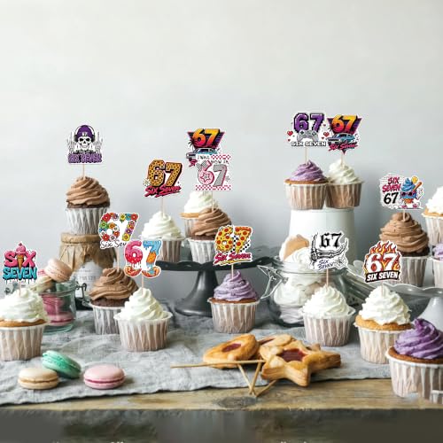 Six Seven Cake Topper Set - Cheers to 7th Birthday Party Decorations - Design 5