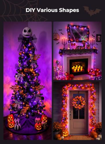 Halloween Fairy Lights Plug in 33ft 100LED Twinkle String Lights - Orange & Purple