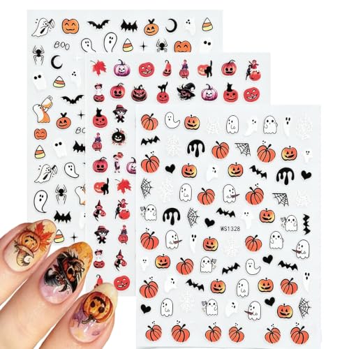Halloween Nail Stickers Set - Ghost Spider Skull, 12 Sheets, Style-09