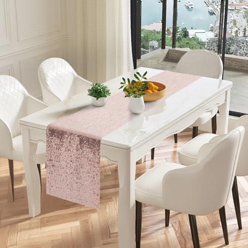 Rose Gold Table Runners 10 Pcs - Sequin Party Decor for Weddings & Events