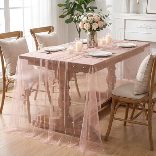 Pink Pearl Tablecloth 60x84 Inch Rectangular - Durable Polyester Home Decor