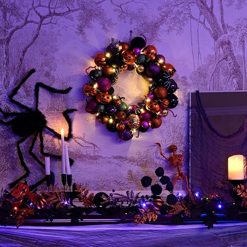 20 Inch Pumpkin Wreath for Front Door Halloween Decorations - Valery Madelyn