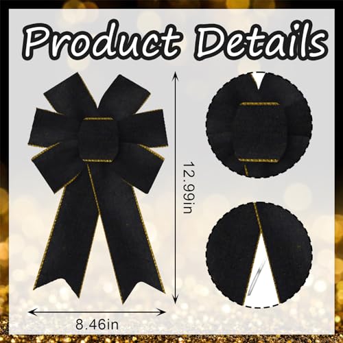 Black Velvet Wreath Bow Set - 2 Pack for Holiday & Event Decor