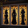 Large Black Witch Window Cling Stickers - Halloween Decoration, 6 Sheets - Variation: Large Black Witches