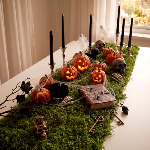 2 Green Artificial Moss Table Runner Halloween Enchanted Party Decor - Fake Natural Look