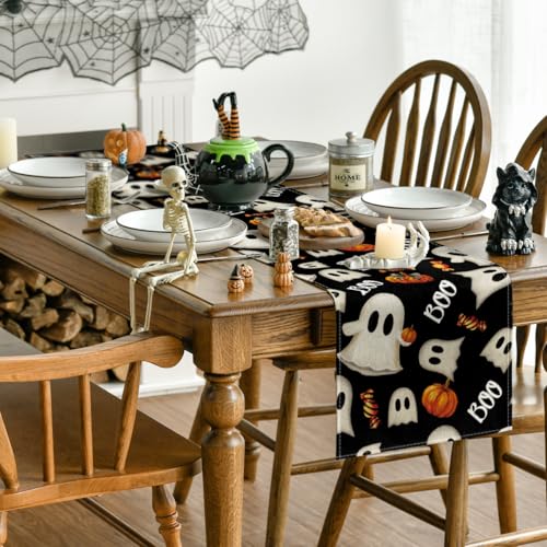 Halloween Table Runner 13x120 Inch - Black Polyester Home Party Decor