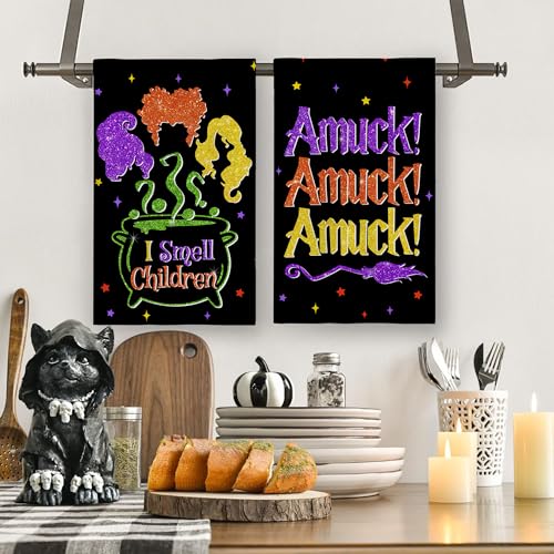 Halloween Kitchen Towels 18x26 Inch 2-Pack - Hocus Pocus Home Party Decor