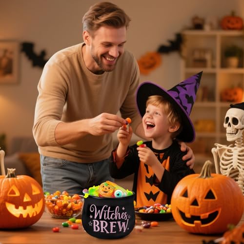 Halloween Candy Dish Cauldron - Mini Ceramic Witches Brew Bowl for Trick-or-Treat
