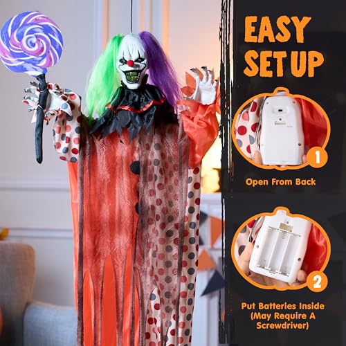 Halloween Animatronic Clown Decoration Outdoor Indoor Sound-Activated Spooky Yard Prop