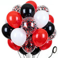 Black Red Confetti Balloon Kit - 60 Latex Balloons for Party Decorations
