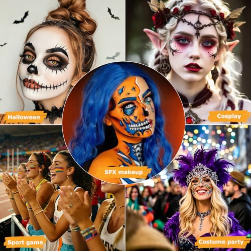 8 Colors Water-Based Face & Body Paint Set - 11.3oz Safe Non-Toxic