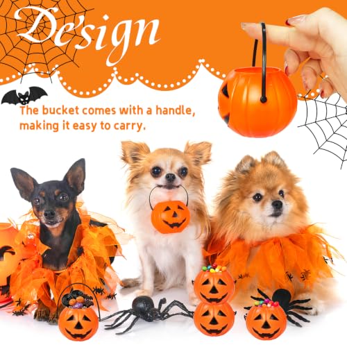 50 Pack Mini Portable Pumpkin Buckets for Halloween Candy - 2.6 Inch
