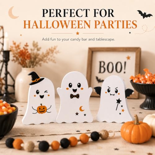 Halloween Wooden Tiered Tray Decor Set - Cute Ghost Indoor Decorations