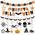 Halloween Wall & Ceiling Decorations Streamers Kit - Black, Orange, White - Indoor Party Decor