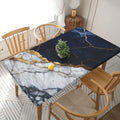 Black and White Marble Texture Tablecloth - 50 x 25 Inches Rectangular with Elastic Edge, Washable Kitchen Dining Cover - Fiokroo