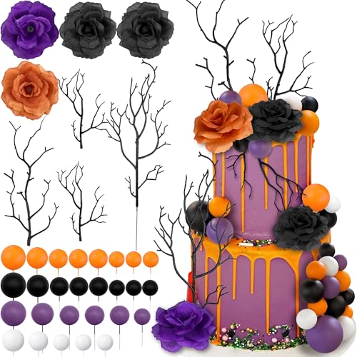 35PCS Cake Decorations Set - Flowers, Balls, Branches for Birthday Wedding Baby Shower