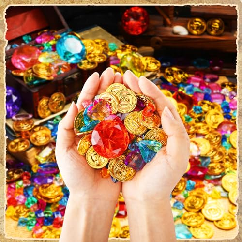 Pirate Treasure Gold Coins & Gems Set - 868 Pcs Halloween Party Favors