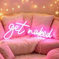 Get Naked Neon Sign Pink - USB Powered Wall Art for Room, Bar, Party & Home Decor