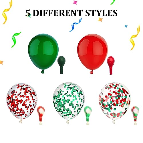 Christmas Colors Confetti Balloons Set - 50pcs 12 Inch Red Green Party Decorations