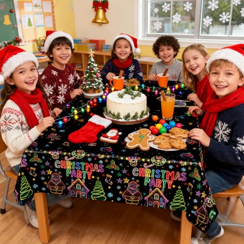 Christmas Party Tablecloth 54x108 Inch Disposable Holiday Decor 3 Pack