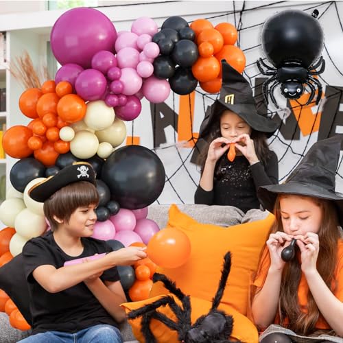 Halloween Balloons Garland Kit with Foil Ghost Spider Bat & Pastel Balloons