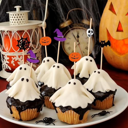 Halloween Ghost Pumpkin Spider Boo Bat Cocktail Picks - 100 Pcs Party Decoration